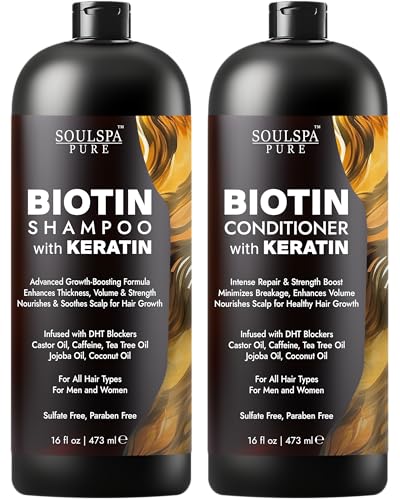 Biotin Shampoo and Conditioner Set with Keratin - Sulfate-Free Advanced Anti-Thinning, Hair Growth...