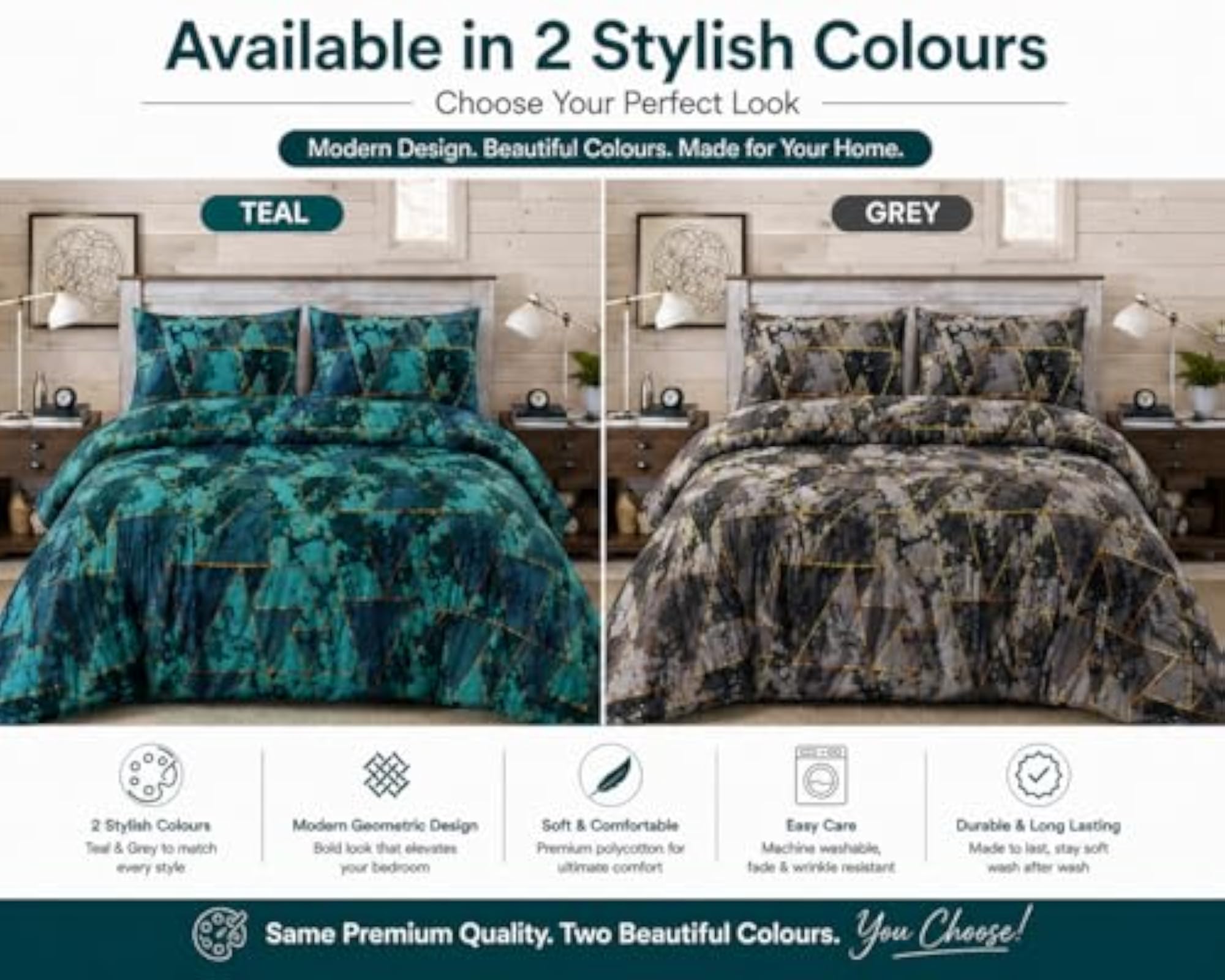 Arlo Triangles Geometric Duvet Cover Set, Reversible Bedding
