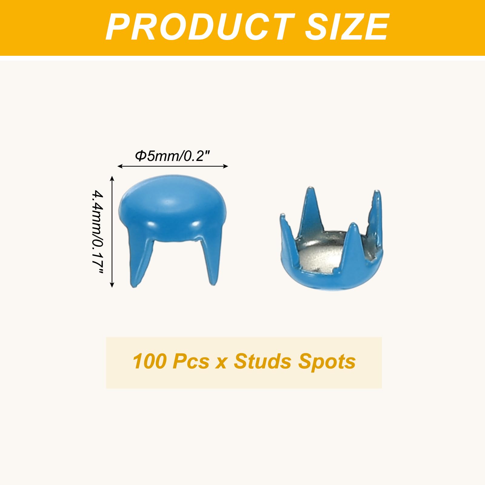 PATIKIL 5mm Metal Studs Spots 100Pcs Round Dome Claw Beads Nailhead Rivets Spike Studs for Leather Craft Clothes Belt Bag Shoes Blue - Image 2