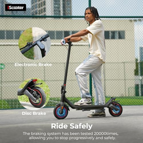 Image of iScooter Electric Scooter, 18 Miles Long Range, 18 Mph Top Speed, Commuting Electric Scooter with Cuise Control, Double Braking Systems E Scooter for Adults and Teens - i8L