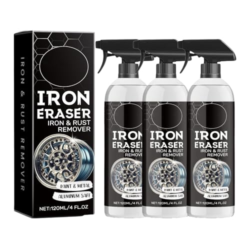 Iron Eraser Rust Remover Spray Iron Power Remover Applicable Powder Remover Spray for Car Wheels and Paint Fast Acting Rust and Brake Dust Remover Professional Automotive Surface Cleaning (1)