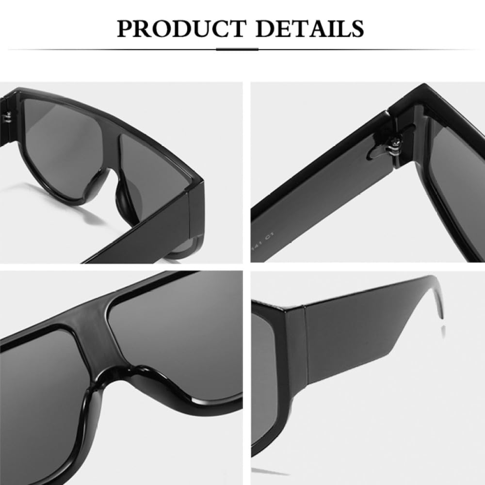 Gafas de Sol Planas de Gran tamaño para Mujer, Lentes de Sol cuadradas de una Pieza a la para Hombre, Tonos Amarillos y Verdes