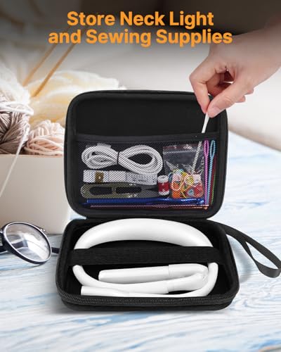 Image of Reading Light with Storage Case: Rechargeable 2000mAh Neck Book Light with Power Display /Timer, Neck Light for Reading Knitting Crocheting Crafts Needlework, Knitting Crochet Tools Cross Stitch