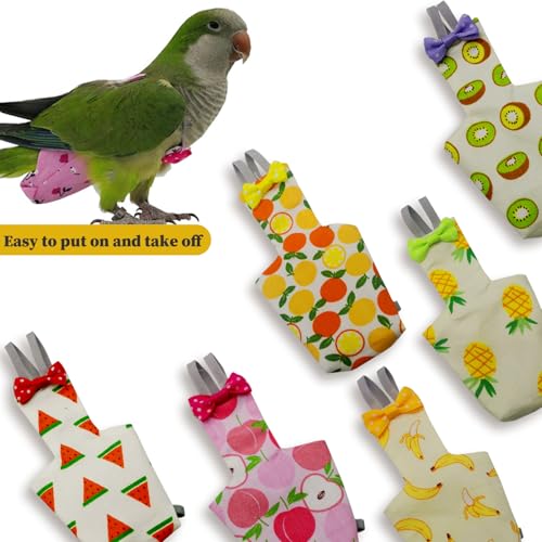 Pañal para pájaros lavable de 6 piezas con capa impermeable ajustable para loros 7