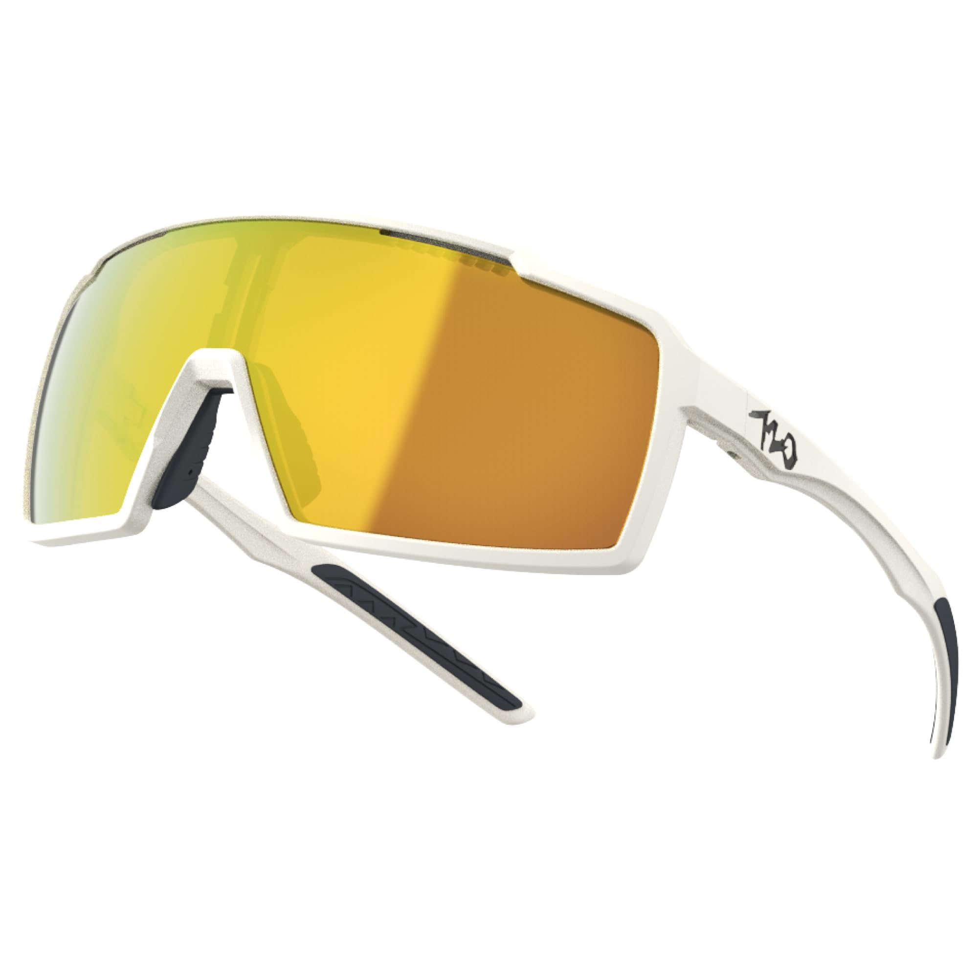 720armour A-Fei Sports Sunglasses, UV400 Protection, for Running, Cycling, Baseball (Matte White With Gold Lens)