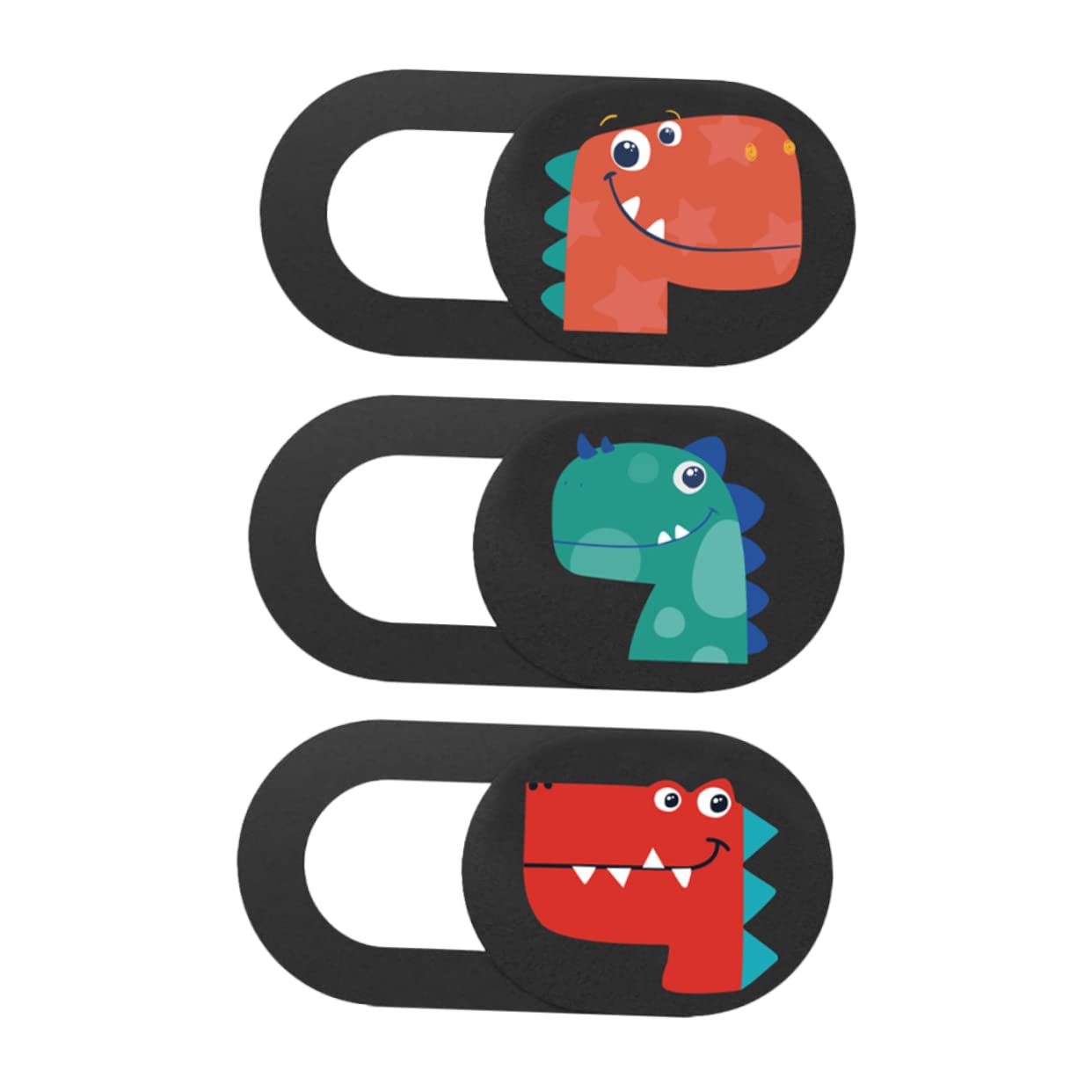 BRIGHTFUFU 3Pcs Dinosaur Pattern Webcam Slide for Laptop Cover Privacy Protector for Phone Tablet and Computer Adorable Design Easy to Use for All Devices