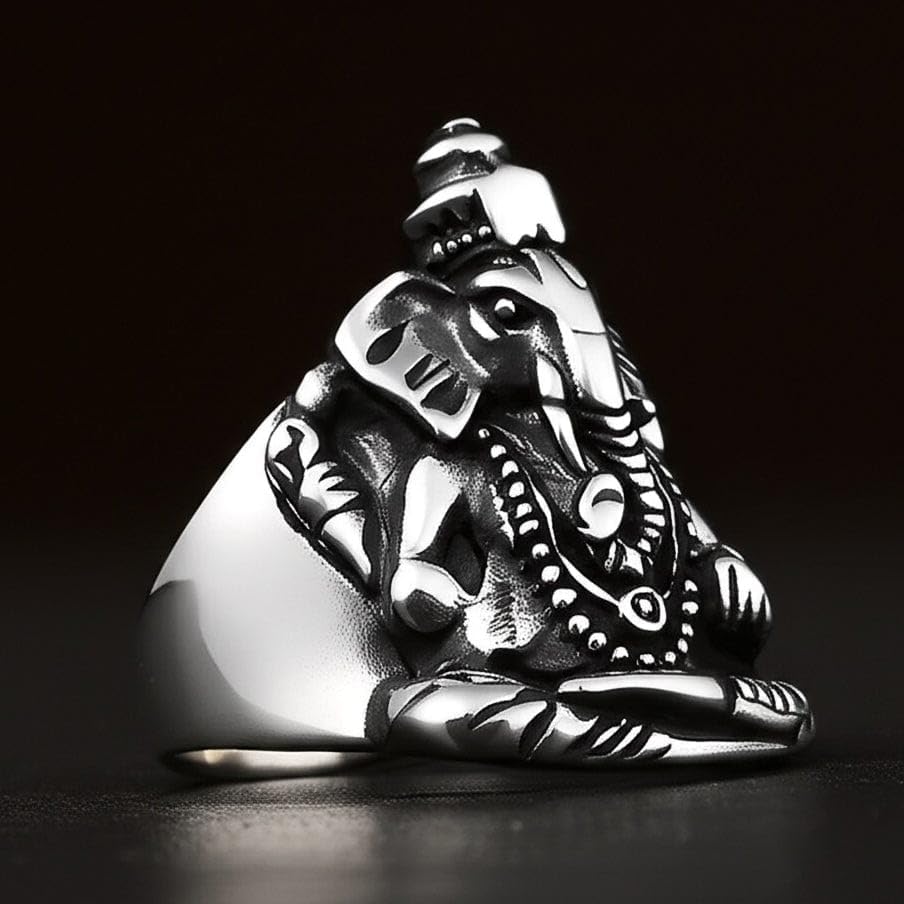 Image of THE MEN THING COSMIC GANPATHI RING - Pure Stainless Steel Men's Steel-Plated Ring - Statement Luxury Jewelry (Size : 16-22-24-27)
