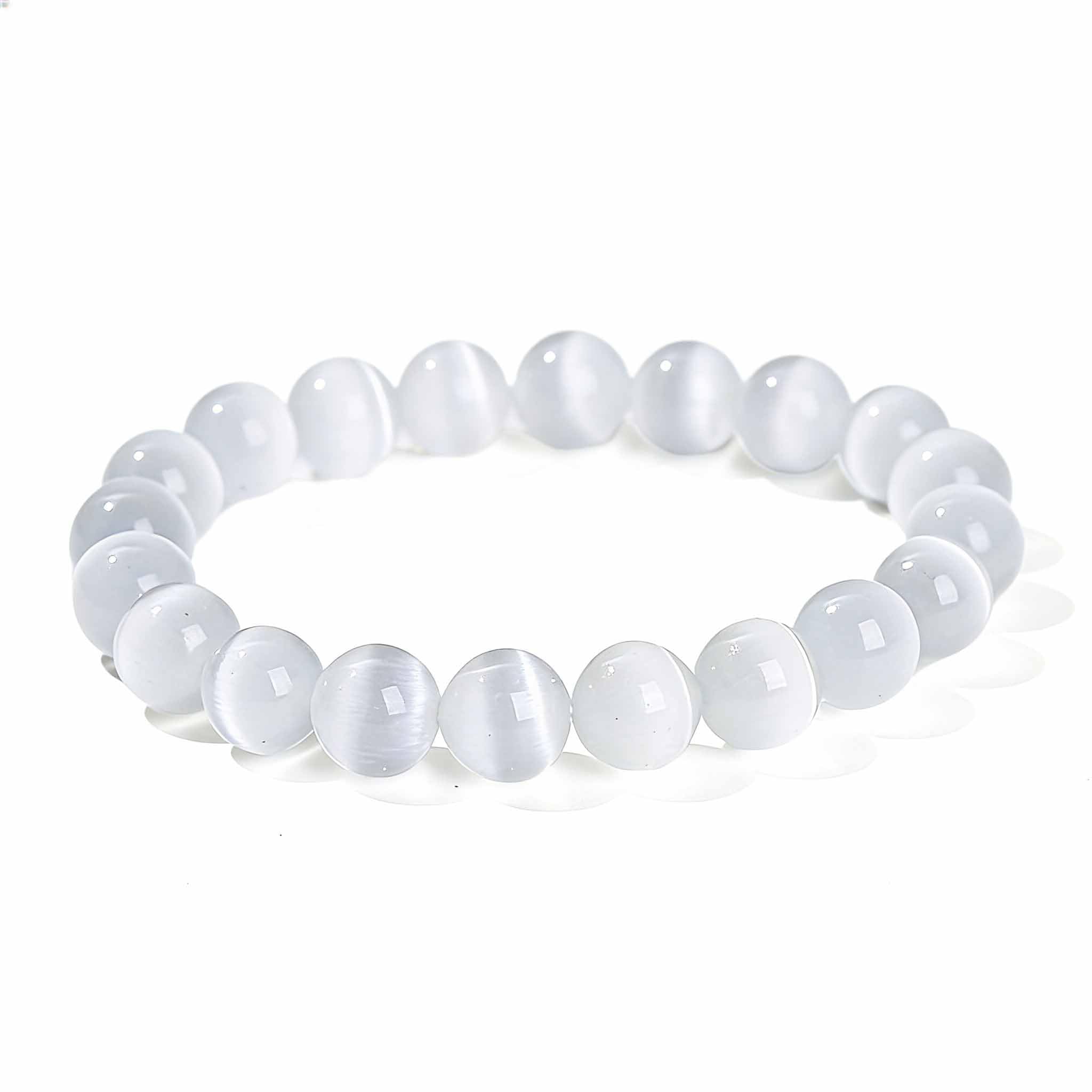 Selenite Beaded Bracelet Crystal Healing Fashion Jewelry Men Women Handcrafted Accessory Wellness Peace Meditation