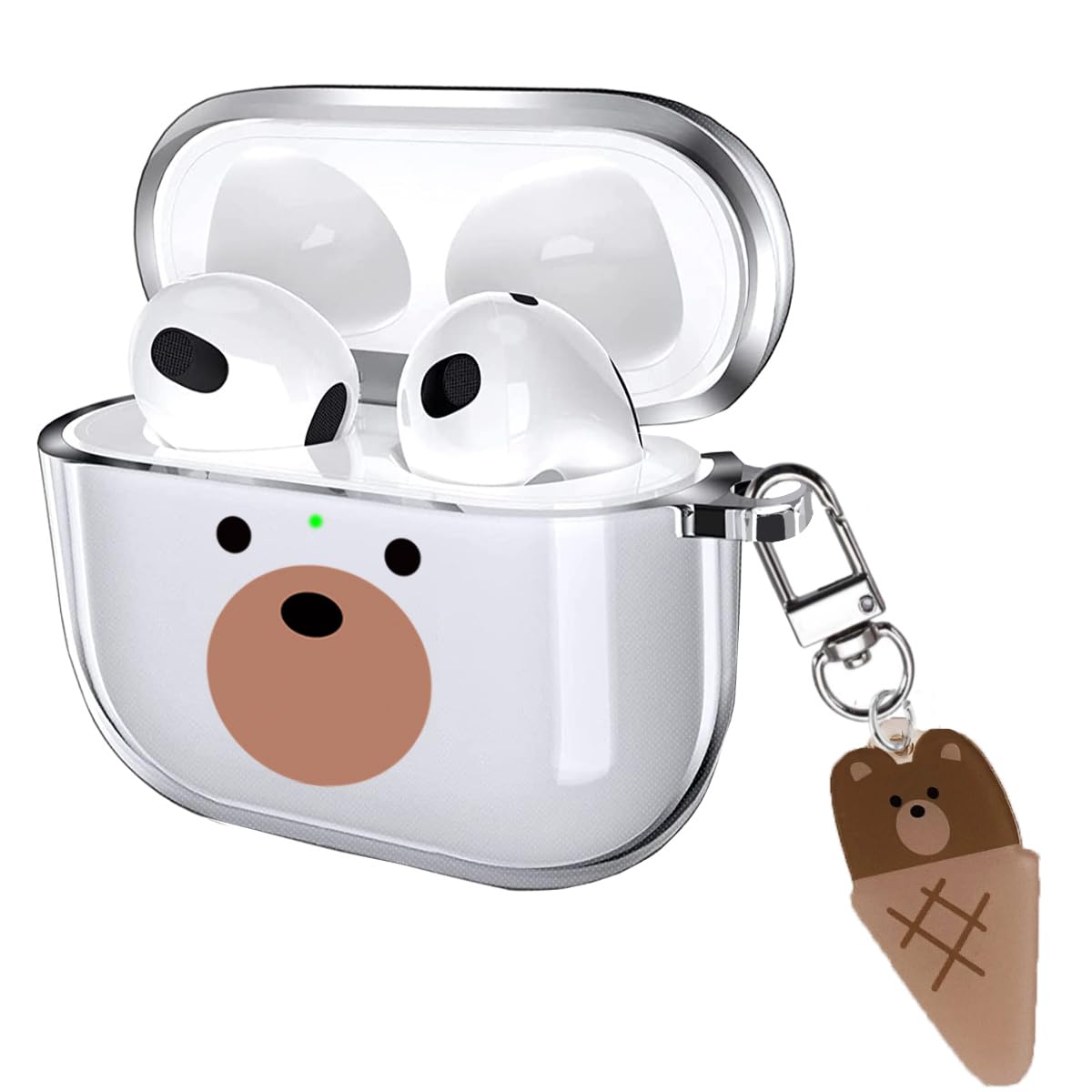Watefull for Cute AirPods 4 Case 2024 with Keychain Carabiner, Clear AirPods 4 Case Cartoon Anime Pattern Soft Cover with an Ornaments for Boys Girls