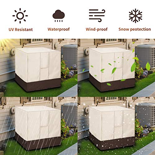 Image of Qualward Air Conditioner Cover for Outside Units, AC Cover for Outdoor Central Unit Heavy Duty Water-Resistant Design - Square Fits up to 24 x 24 x 30 Inches