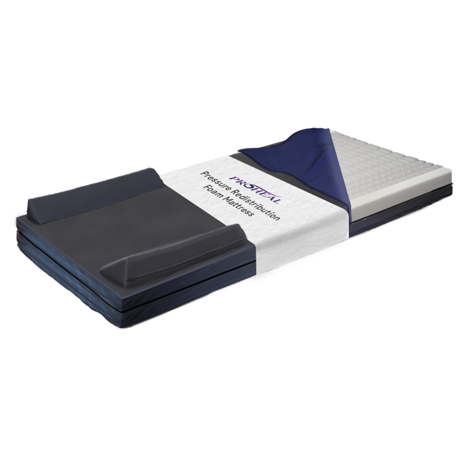 Foam Hospital Bed Mattress for Pressure Redistribution, Raised Side Rails - 36