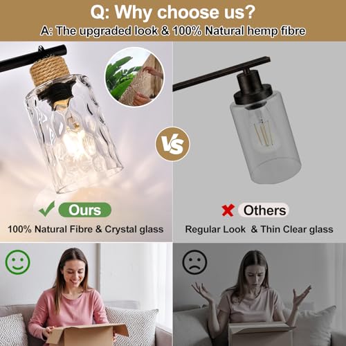 Image of MOKATNG Bathroom Light Fixtures, 5-Light Coastal Vanity Lights with Crystal Glass Shade, Black Bathroom Wall Lamp for Mirror Kitchen Hallway Cabinet