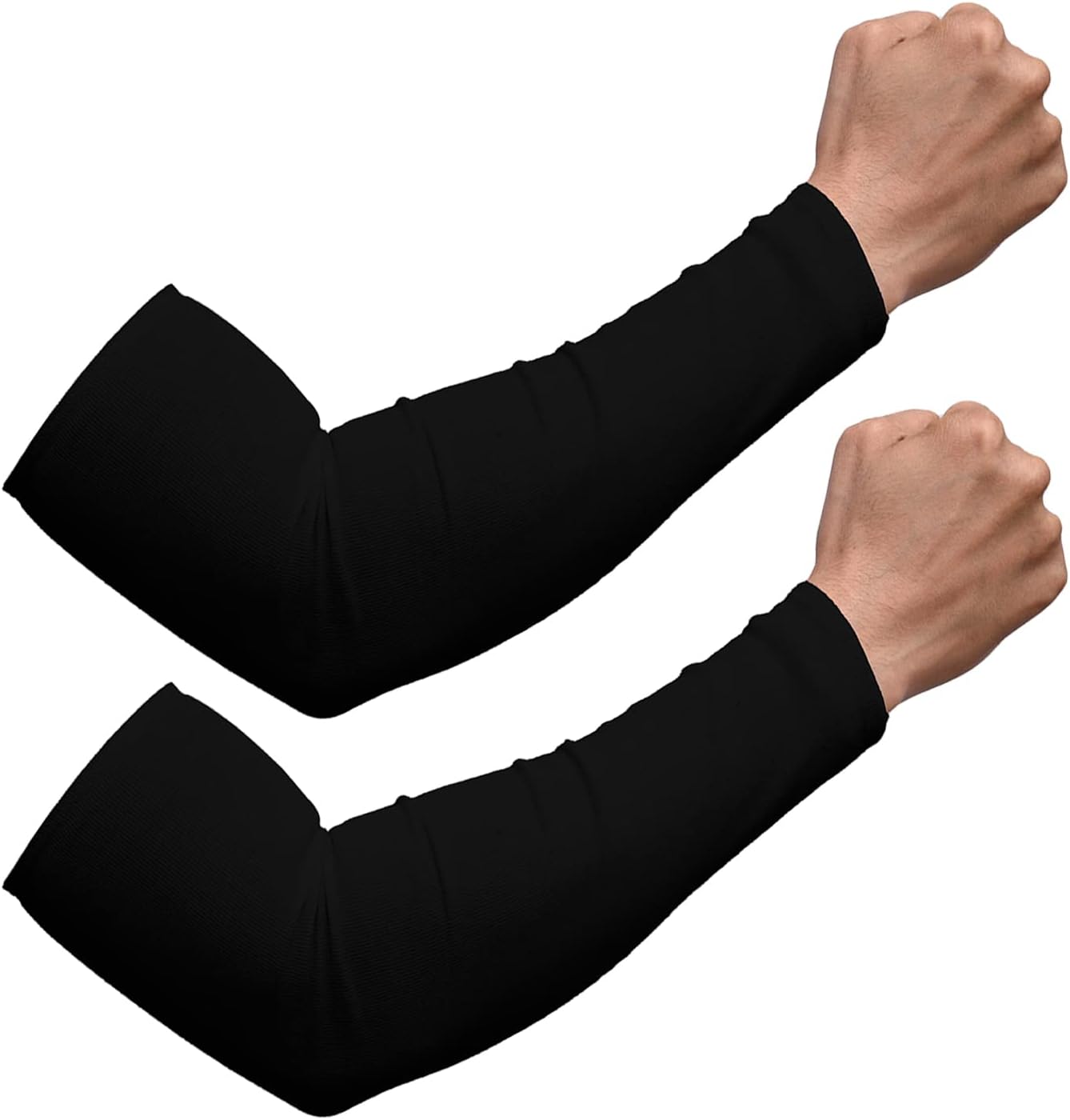 Kuber Industries Full Arm Sleeves | Cotton Summer Arm Sleeves | Protection from Sun Burns | Dust | Unisex | Black | Size 2