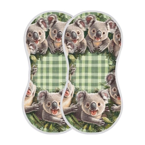 Cute Koalas Muslin Baby Burp Cloths - Super Absorbent and Soft Burping Rags - Cotton Burp Clothes Set for Boys and Girls, 2 Pack