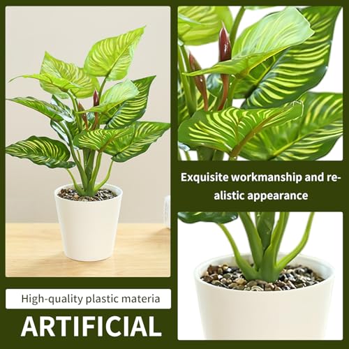 Kunstplanten in pot, plastic planten, set van 2 kunstplanten, kamerplanten voor thuis, decoratieve kamerplanten voor woonkamer, badkamer, keuken en vensterbank - Afbeelding 4