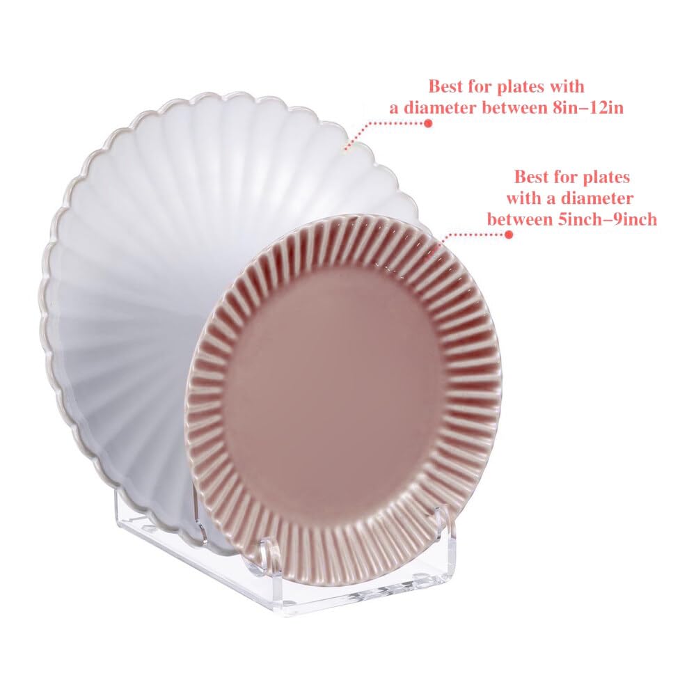 Surakey Soporte de exhibición de vajilla de 2 niveles para platos de cocina, platos de porcelana, soporte de exhibición de platos, soporte de exhibición de platos transparente (2 piezas)