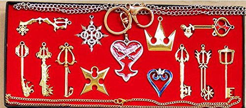 Xcoser Kingdom Hearts Keyblade Sora Weapon Keychain Pendant For Collection,Mens, Golden 13Pcs #TOP1