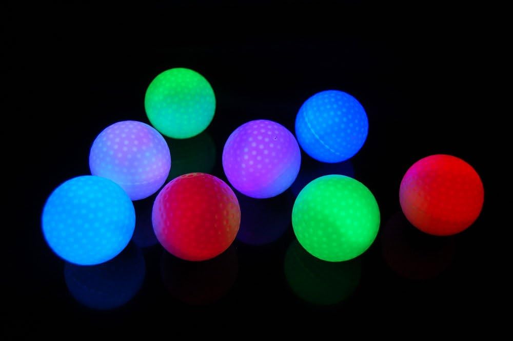 Set of 8 Litecubes 8 Mode RAINBOW Light up LED Flashing Ice Cube Golf Balls (Drink Novelty)