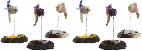 Beeztees Kedi Oyuncağı Tüylü Fare, Çeşitli Renklerde, 14,5x14,5x28cm (2 paketi)