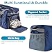 60L Duffle Bag with Shoes Compartment - Foldable&Large Capacity Travel Duffel Bags, Lightweight & Water-Resistant Gym Bag - Dark Blue