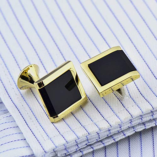 Mancuernillas de cobre para hombre con ágata negra miniatura 2