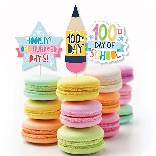 Big Dot of Happiness Happy 100th Day of School - Dessert Cupcake Toppers - 100 Days Party Clear Treat Picks - Set of 24 by Big Dot of Happiness - Image 5