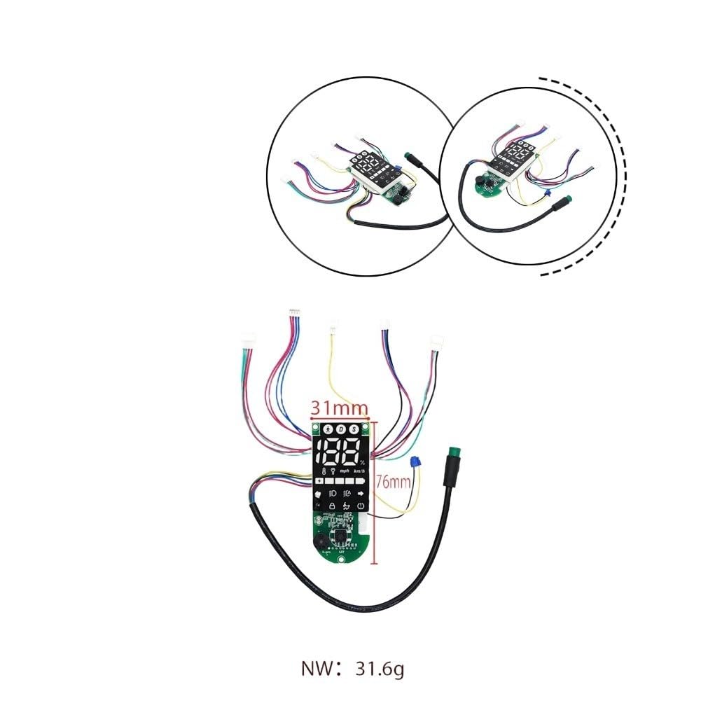 Panneau de bord LCD pour scooter électrique Xiaomi 5 Pro, compteur de vitesse ABS avec commutation mph/km/h, vert, 7,6 x 3,1 cm