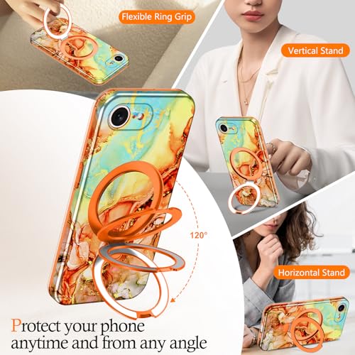 Casehas for iPhone 17e Case 2026, [Magnetic Invisible Stand] [Compatible with MagSafe] [Military Grade Drop Protection] Slim Translucent Matte Back Shockproof Protective Cover, Cosmic Orange - image 2