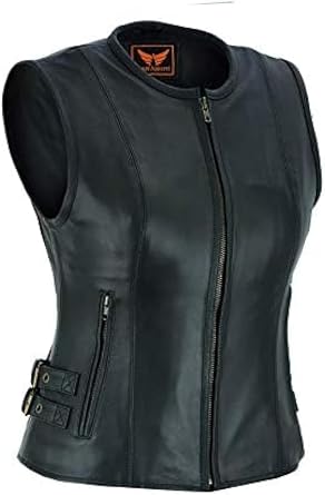 A&H Apparel Women Motorcycle Biker Classic Vest Genuine Cowhide Leather Vest With Gun Pocket