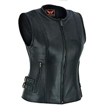 A&H Apparel Women Motorcycle Biker Classic Vest Genuine Cowhide Leather Vest With Gun Pocket