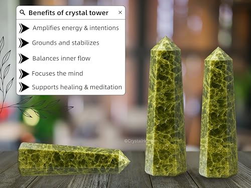 Image of Crystal Heaven Certified Green Tourmaline In Matrix Tower Obelisk Point For Chakra, Healing And Balancing - Aaa Grade Original Certified Gemstone Agate For Reiki Meditation Yoga Spiritual (2-3 Inches)