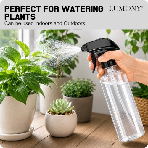 Image of LUMONY Pack of 2 - Spray Bottle 500 ML Transparent Clear Empty Water Spray Bottles,Water Liquid Sprayer Set for Face, Hair, Garden, Sanitizer, Perfume and More (Pack Of 2)