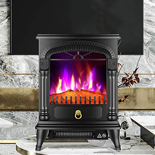 Elektrischer Kamin mit Heizung, Elektroherd 950 oder 1900 Watt, Thermostat, umschaltbare Heizfunktion, Flammeneffekt, schwarz-weiße Heizung für