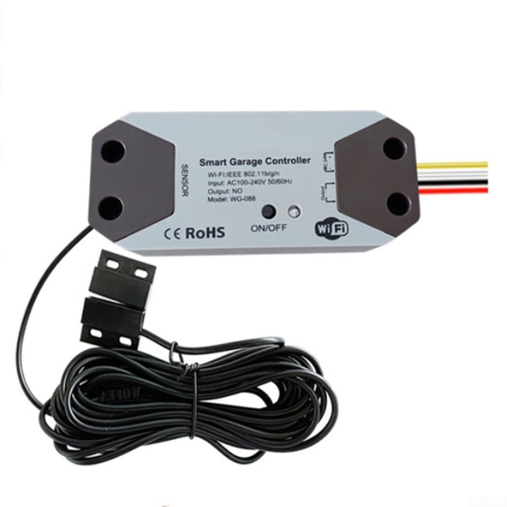 Abridor de garaje inteligente WiFi para TUYA 12-24V con sensor magnético para monitoreo remoto e integración de voz a través de Smartphone