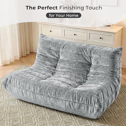 Image of HABUTWAY Giant Bean Bag Chairs Loveseat for Adults,2 Seater,Light Grey