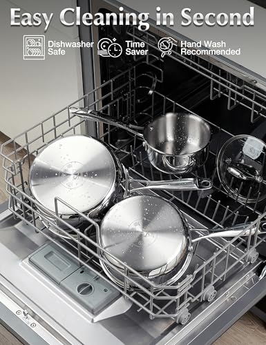 Image of KOCH SYSTEME CS 6PCS Tri-Ply Stainless Steel Pot Set with Lids 2 & 3 & 8QT | 18 /10 Stainless Steel Saucepan Set, Non Toxic, Stay-Cool Handles, All Cooktops Compatible, Oven Safe, Dishwasher Safe