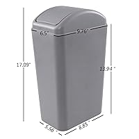 Vista 3 de Vcansay - Basurero delgado para garaje de 3.5 galones, cubo de basura de plástico gris con tapa oscilante, paquete de 2