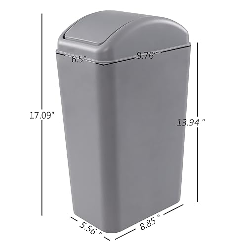 Miniatura 3 de Vcansay - Basurero delgado para garaje de 3.5 galones, cubo de basura de plástico gris con tapa oscilante, paquete de 2