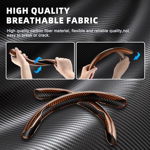 Image of Amiss 3pcs Carbon Fiber Anti-Skid Steering Wheel Cover, Waterproof Design, Universal Fit for 14-16 Inch Car Wheel Cover, Interior Car Accessories for Jeeps, SUVs, Trucks (Glossy Brown)
