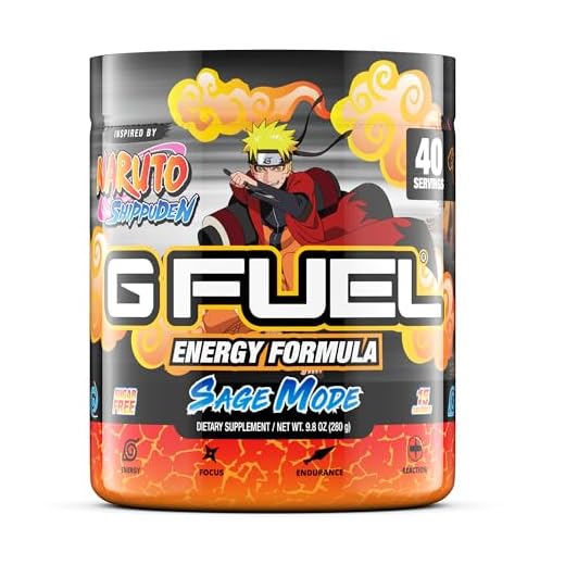 G Fuel Sage Mode Elite Energy Powder Inspired by Naruto Shippuden Pomelo Peach Flavored Energy Powder, Sharpens Mental Focus and Cognitive Function, Zero Sugar, Supports Immunity and Enhances Mood 9.8 oz (40 Servings)