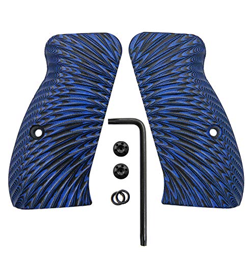 Cool Hand CZ 75 Compact G10 Grips, Sunburst Texture, Brand Blue/Black
