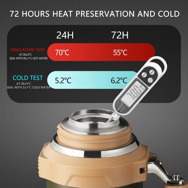 Large Coffee Thermoses for Hot Drinks Stainless Steel Thermoses 2QT 64oz Vacuum Insulated Bottle With Cup Handle Keeps Liquids Hot And Cold For Up To 24 For Outdoor Gathering Camping - Image 6