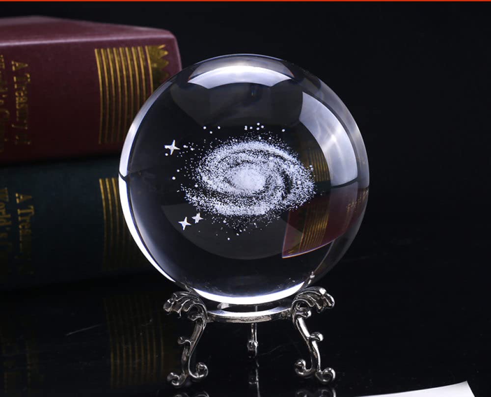 6/8cm średnica kula Galaxy miniatury kryształowa kula 3D grawerowane szkło kwarcowe kula kula akcesoria do dekoracji domu prezenty, C, 6 cm