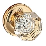 Dynasty Hardware Classic Rosette, Crystal Style Door Knob, Privacy - Bed / Bath Function, Polished Brass