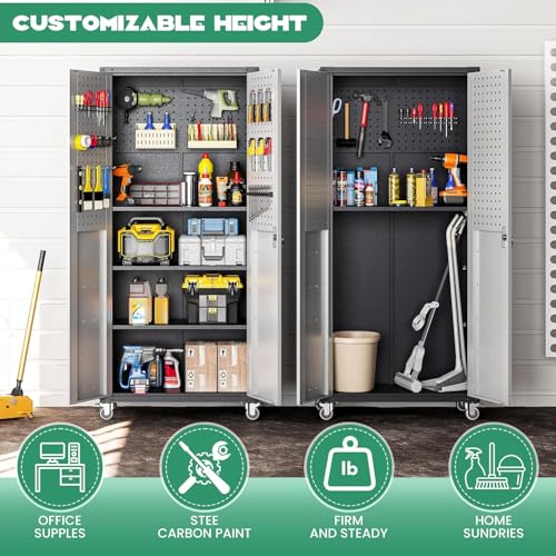 Image of Garage Cabinet System | Heavy Duty Steel All-in-One Modular Garage Cabinet Set for Ultimate Workshop Organization | Easy Assembly Garage Storage Cabinets & Tool Bench