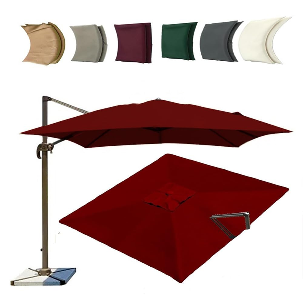 Auvent De Rechange Parasol Déporté 8 Baleines Toile De Jardin Extérieur 3x3m Burgundy