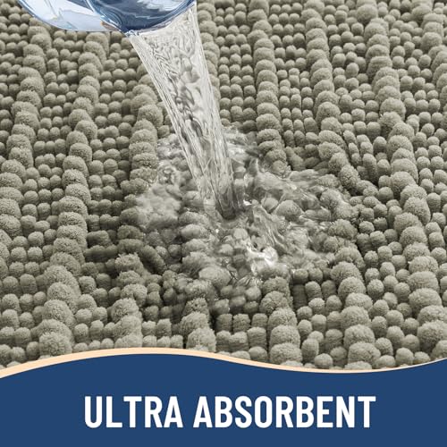 Image of Arotive Luxury Bathroom Ruuner Rugs 47x24, Extra Soft Thick Absorbent Shaggy Chenille Bath Rugs, Machine Wash Dry, Bath Mats for Bathroom Floor, Tub and Shower, Home Decor Accessories, Warm Taupe