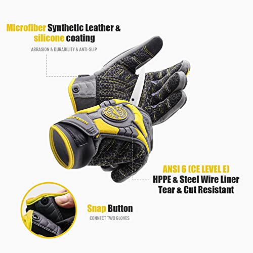 Hldd Handlandy Heavy Duty Work Gloves, Tpr Protector Impact Gloves, Men & Women Cut Resistant Utility Mechanics Work Gloves Touchscreen (L, Yellow-Upgrade) #TOP3