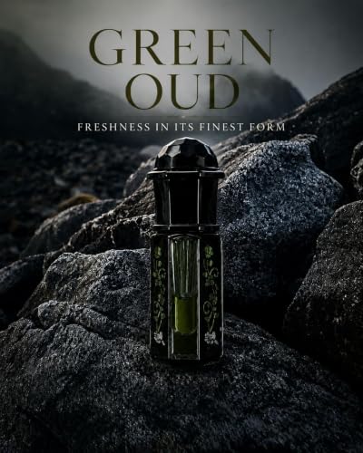 Image of Green Oud Attar Perfume Oil for Men & Women | Long Lasting Alcohol-Free Concentrated Attar | Citrus, Amber, Green Leaves, Rose, Iris, Lily of the Valley | Premium Roll-On Fragrance | 3ml