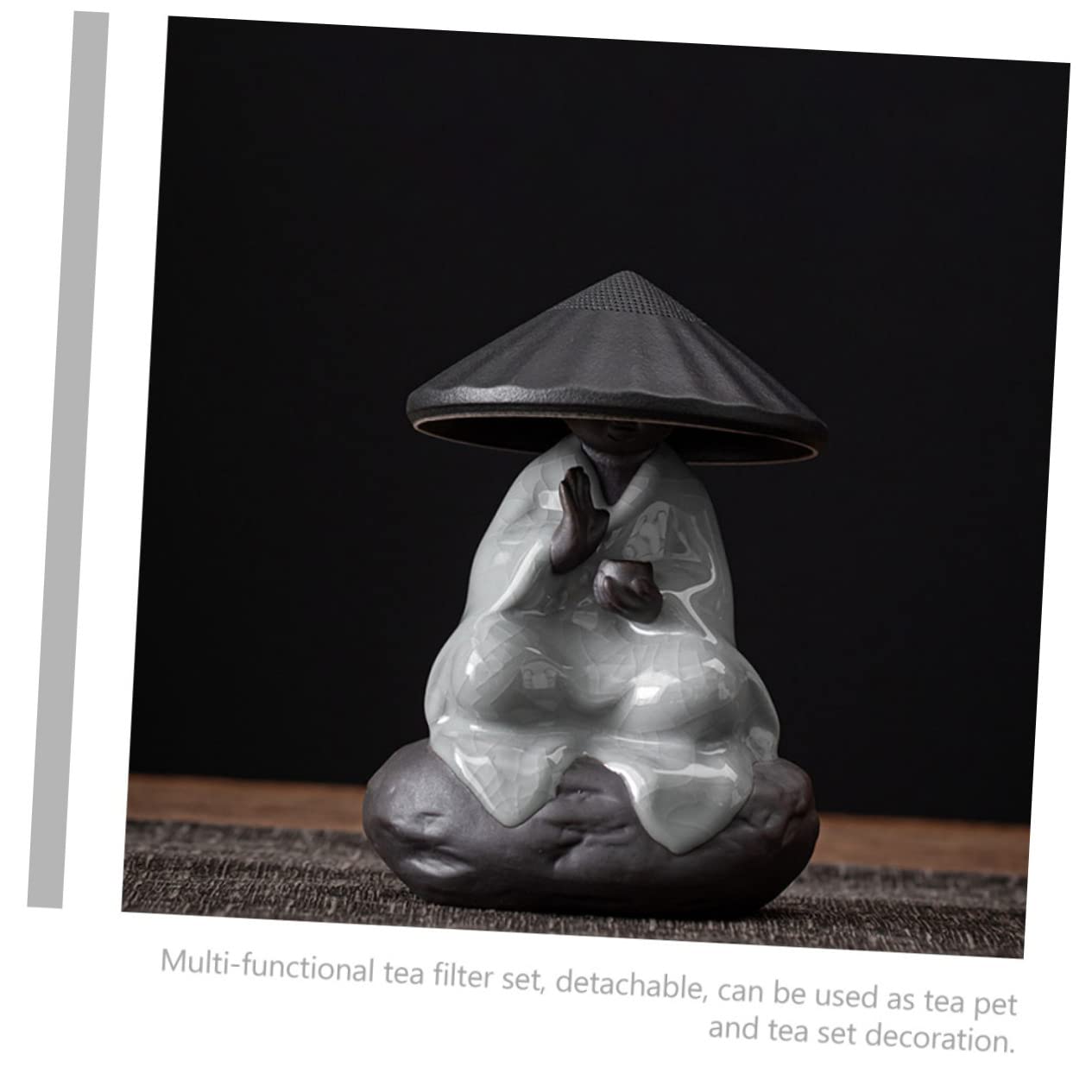 Infusor de Té de Cerámica Negro, 1 Juego, Estatua Buda